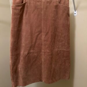 Terry Lewis Classic Luxuries Brown Suede Pencil Skirt